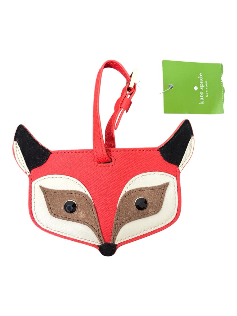 Kate Spade Fox Luggage Tag Blaze a Trail Fox Multi Red Cream NWT